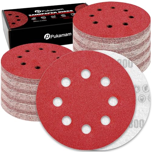 120 Pcs 5 inch Sanding Discs 800 Grit 8 Hole Hook and Loop Round Sandpaper for Random Orbital Sander (120 Count)