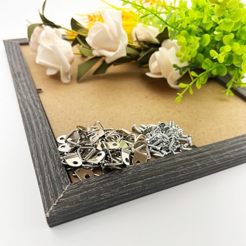 100 Pack Small Triangle Ring Steel Picture Hangers with Screws Picture Frames Picture Hang Solutions for Hanging Clock Paintings Artwork Picture Frame Hook Photos (100 Count)