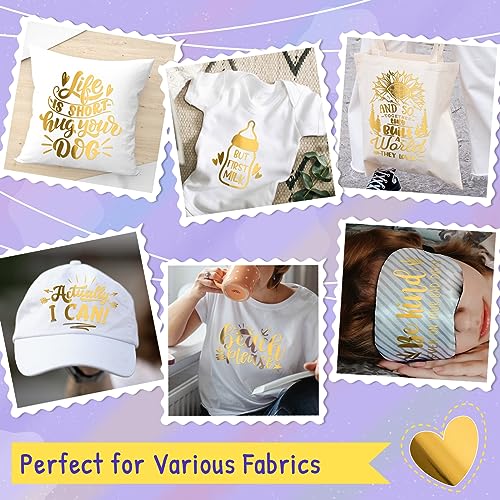 Gold Metallic Foil Heat Transfer Vinyl Roll 12" x12ft Gold Iron on Vinyl Chrome HTV Vinyl Easy to Cut & Weed DIY Heat Press Design for T
