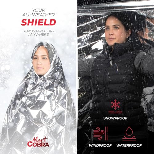 Emergency Blanket Mylar Thermal Space Survival Gear & Supplies 4 (4 Count)