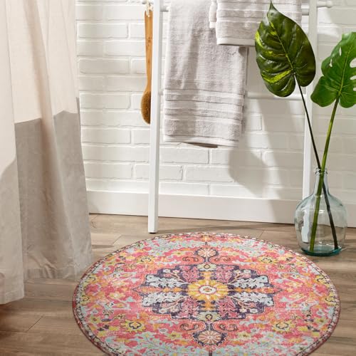 Bohemian Floral Medallion Round Rug