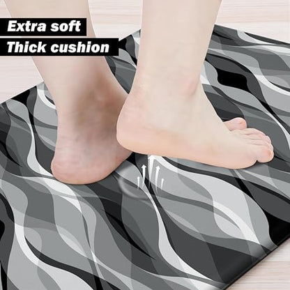 Kitchen Mats for Floor Modern Abstract Kitchen Rugs Grey Stripe Anti Fatigue Kitchen Mats Waterproof Floor Mats Cushioned Non