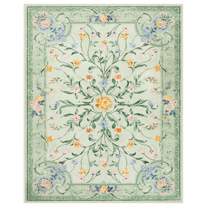 Green Floral 8x10 Area Rug for Living Room (80 Sq Ft)
