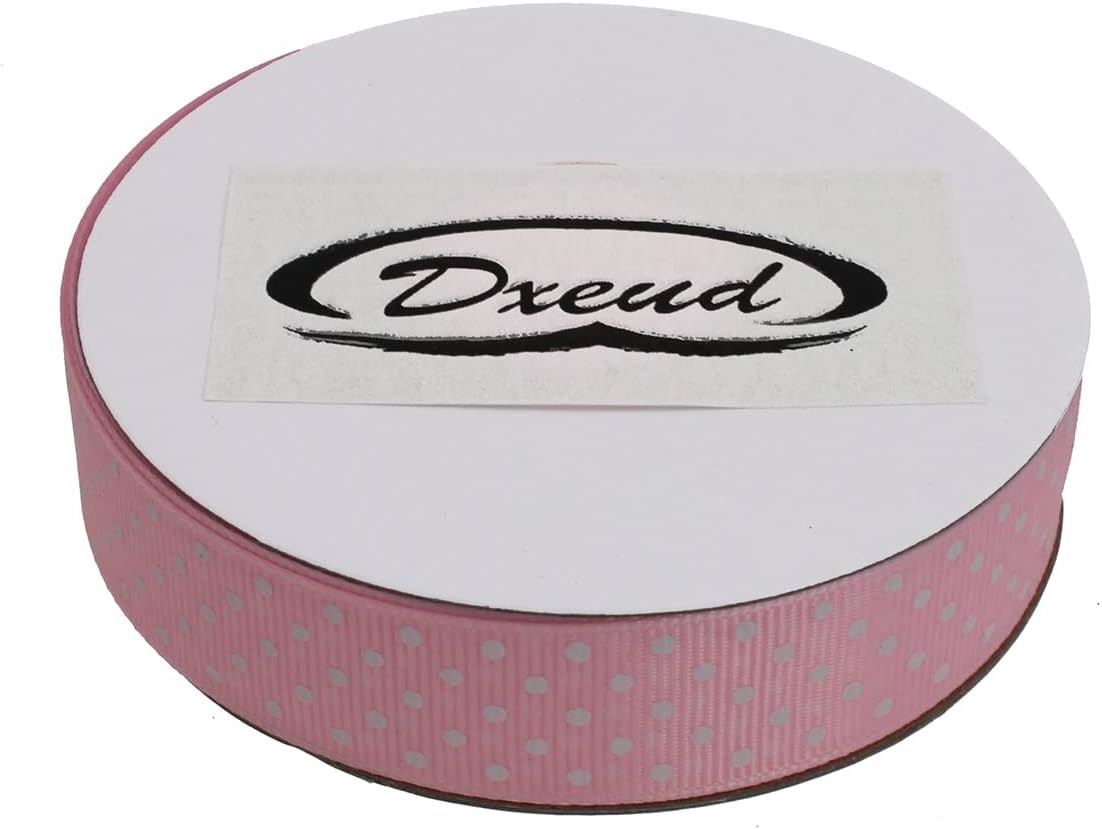Polka Dot Grosgrain Ribbon 25 Yard Each Roll 100% Polyester (3/4", Pink) - Crafty Corner