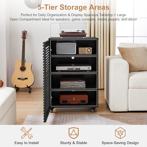 5 Tier AV Media Cabinet with Grille Door