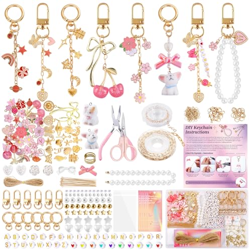 Pink 680PCS Keychain Making Kit DIY Crafts