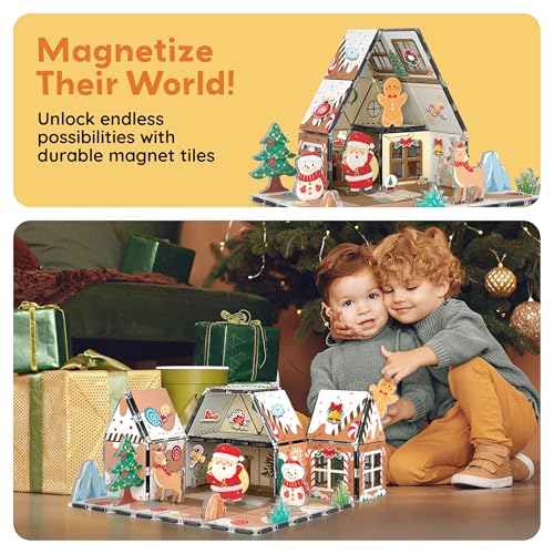 Magnetic Tiles Gingerbread House Holiday Character Action Figures Santa