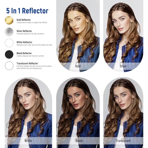 51 Inch 130 Centimeter Light Reflector Diffuser 5 in 1 Foldable