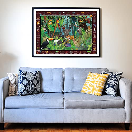 Rainforest Jungle Animals 500 Pieces vith Large Pieces Jigsaw Puzzle for Seniors