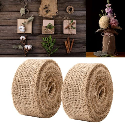 4 Inch Natural Burlap Fabric Roll 10 Yards (2 Count)