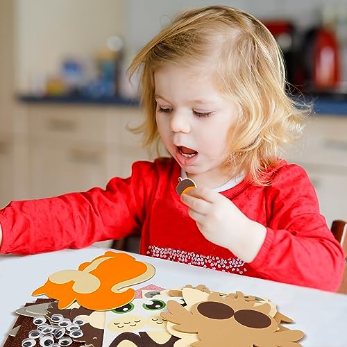 12 Pack Fall Craft Kit for Kids Make You Own Fall Animal Foam Stickers Fall Arts and Crafts DIY for Kids Boys Girls Party Supplies Thanksgiving Autumn Decoration (12 Count)