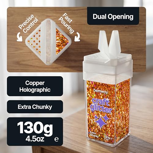 Craft Glitter Shaker Copper Holographic 110g Extra Chunky (4.5 Ounce)
