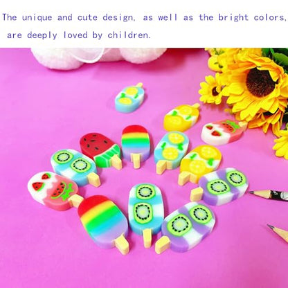24PCS Cute Fun ice Cream Erasers for Kids Bulk (24 Count)