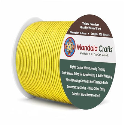 0.5mm Yellow Cotton Waxed Cord for Jewelry Making