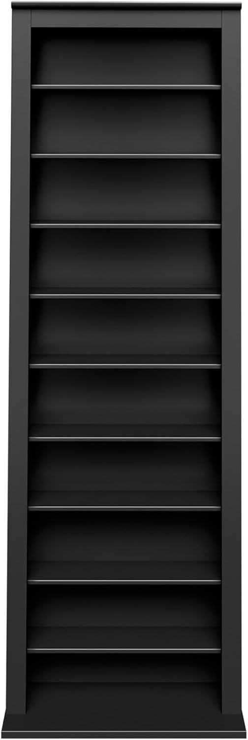Prepac Narrow Cabinet Media Storage, Slim Barrister Tower, Black