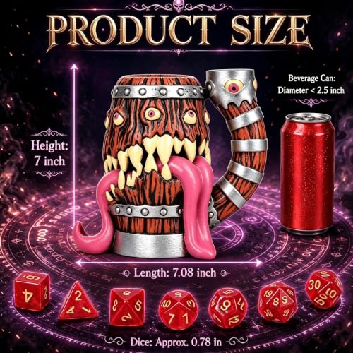 Dice Tower Mug DND Dice Rolling Tower with 7 PCS Dice Set