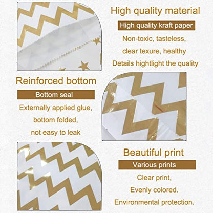 200 Pcs Bright Gold Candy Buffet Bags