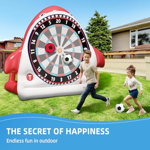 Inflatable Game Outdoor Giant Dartboard for Soccer Large Carnival Outdoor Games Giant Outdoor Game Activities Giant Yard Soccer Darts Games Red (4 Count)