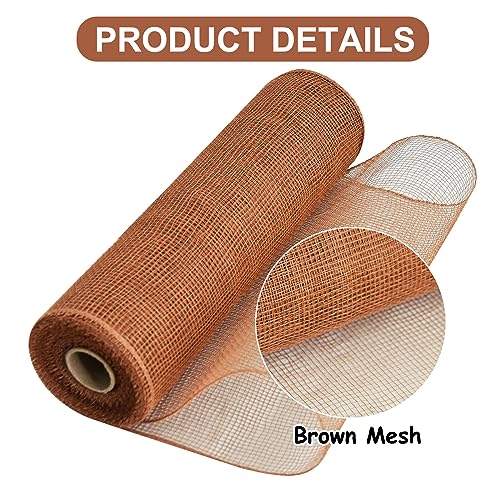 2 Rolls 10 Inch Brown Decorative Mesh Ribbbon Rolls (60 Foot)