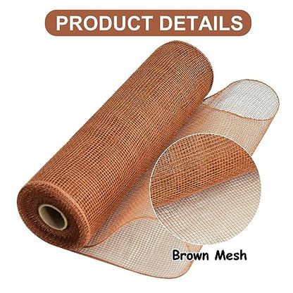 2 Rolls 10 Inch Brown Decorative Mesh Ribbbon Rolls (60 Foot)