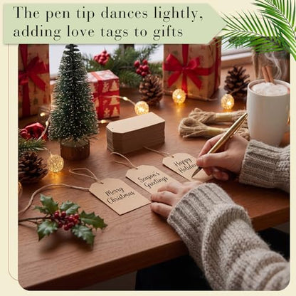 200 Pcs Kraft Paper Gift Price Name Tags with Strings 4.7"x2.4"