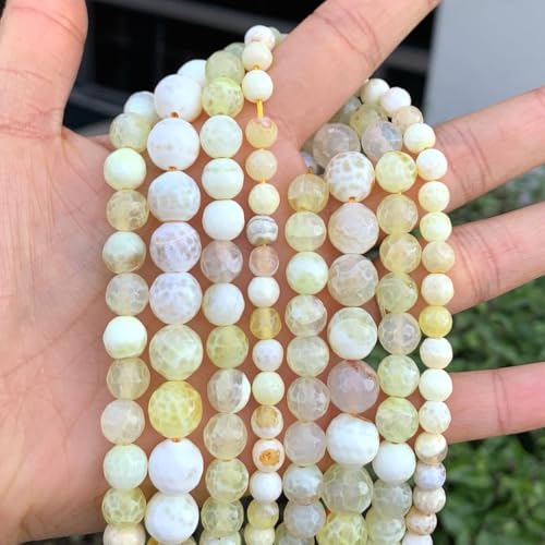 120pcs Adabele Natural Faceted Yellow Fire Agate Gemstone 6mm Round Beads