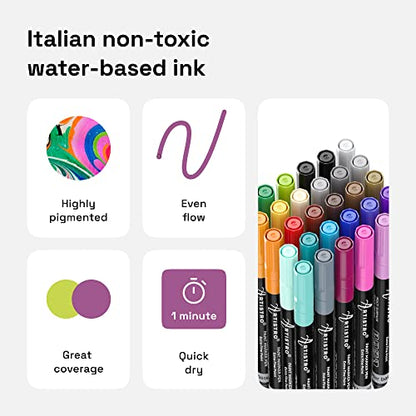 30 Acrylic Paint Marker Pens with Carton Box (30 Count)