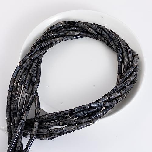 Natural Black Spectrolite Cylinder Tube Beads 4x13mm 38cm (28 Count)