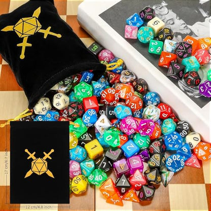 210 Pcs Dice Sets Bulk with Drawstring Bag Polyhedral Dice Sets Multi Role Playing Table Game D4 D6 D8 D10 D% D12 D20