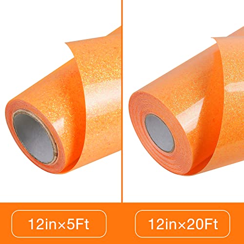 Neon Glitter HTV Heat Transfer Vinyl Roll 12 inch x 20 ft Iron on Vinyl for T Shirts Crafts Bulk