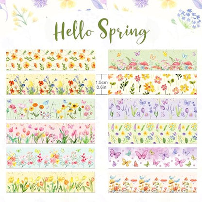 12 Rolls Floral Washi Tape Set (12 Count)