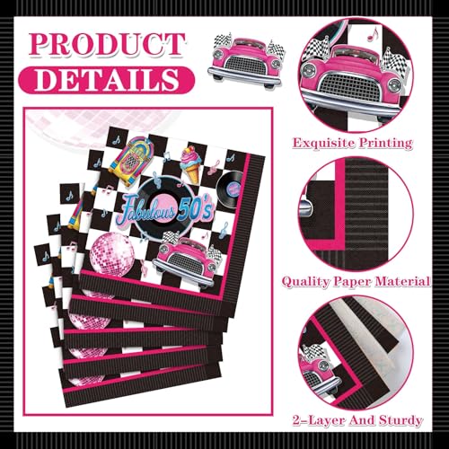 60 Pcs 50s Cocktail Paper Napkins 6.5 x 6.5 Inches (60 Count)