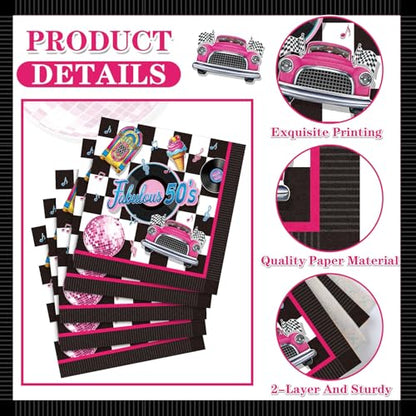60 Pcs 50s Cocktail Paper Napkins 6.5 x 6.5 Inches (60 Count)