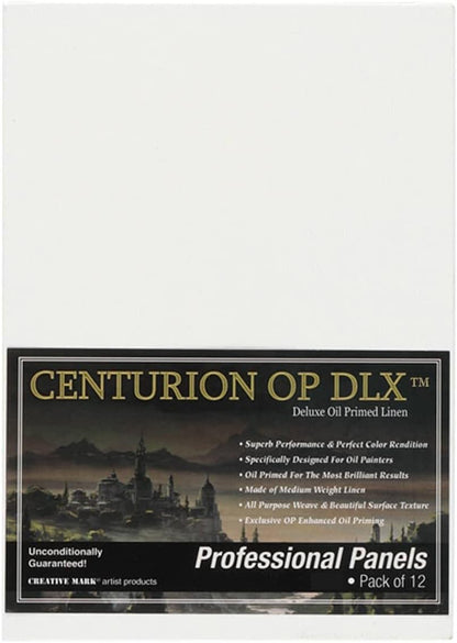 Centurion Deluxe Professional Oil Primed Linen Canvas Panels - 6x8-12 Pack of Linen Canvases for Painting, Artwork and More