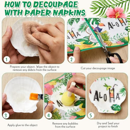 36 Pack 9 Styles Decoupage Napkins Tropical Plants Luau Party Decor (36 Count)