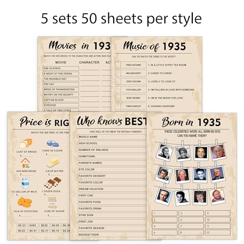 90th Birthday Party Games (5 Count)