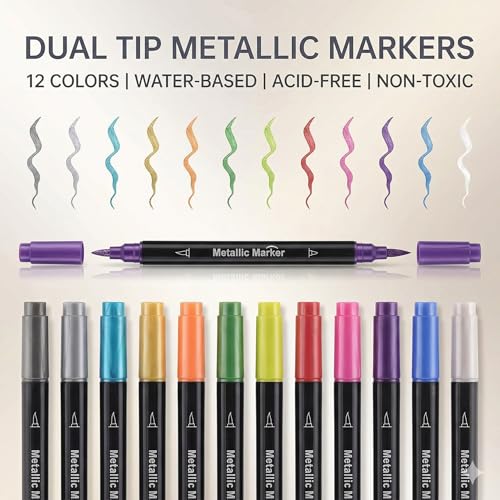 12 Colors Metallic Marker Pens (12 Count)