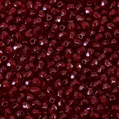 100 pcs Faceted Fire Polished Pressed Czech Glass Beads 4mm (100 Count)