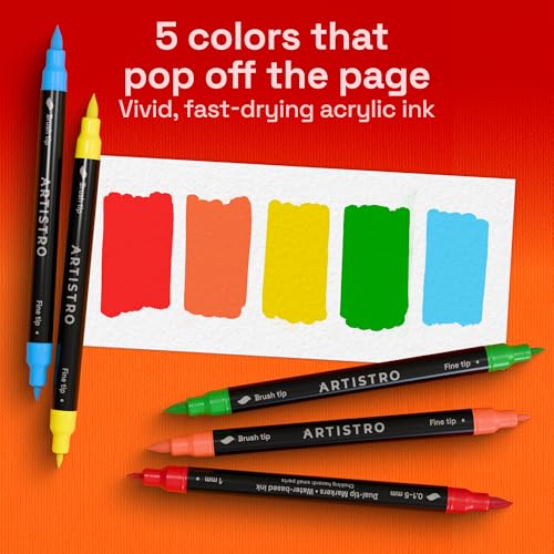 Dual Tip Acrylic Paint Marker Pens for Drawing (5 Count)
