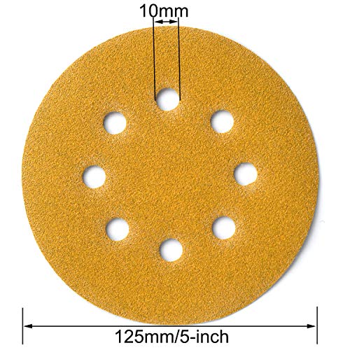 5-Inch 8-Hole Hook & Loop Sanding Discs 60-400 Mixed Grits, 105-Pack (146 Count)