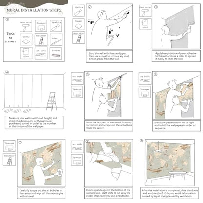Vintage Animal Wallpaper Cartoon Aircraft Map wall murals for Kids Room 114"x74"