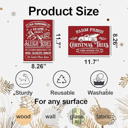 Christmas Stencils for Crafts Reusable A4 Christmas Stencils for Painting (10 Count)