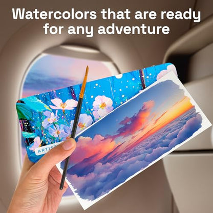 Watercolor Paint Set with Palette & Brush Pens (100 Count)