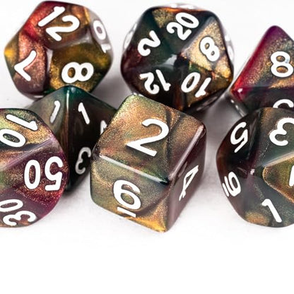 7 Die DND Dice Set Polyhedral Dice Set with a Leather Dice Bag (7 Count)