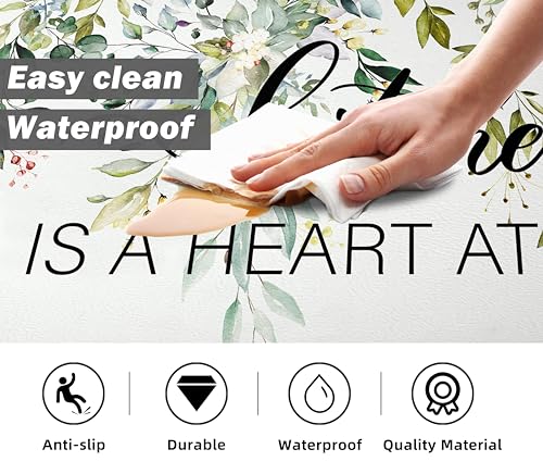 Green Kitchen Rug Anti Fatigue Mats for Kitchen Floor Kitchen Rugs Sage Green Floral Herb Memory Foam Kitchen Mat Cushioned PVC Leather Kitchen Rug Set