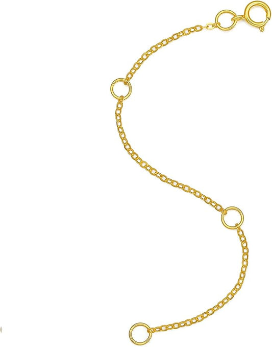 ZHOU LIU FU 18K/750 Real Yellow Gold Extender for Necklace Bracelet Anklet Extenders for Jewelry Gold Extension for Women Men Durable Adjustable Chain Accessories 3.54Inch/9cm C218905