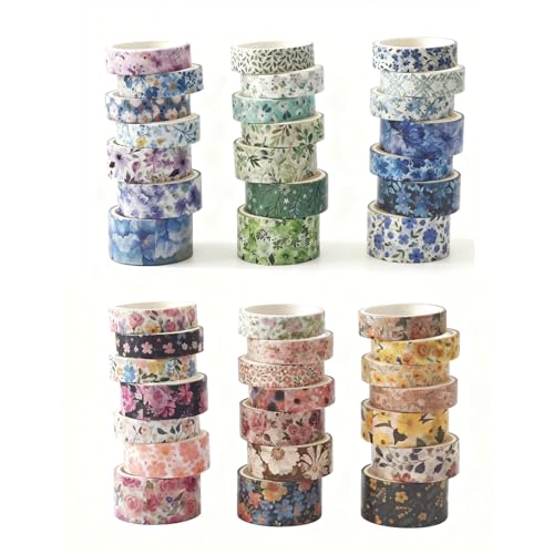 42 Roll Floral Thin Washi Tape Sticker Set 3 Meters per Roll