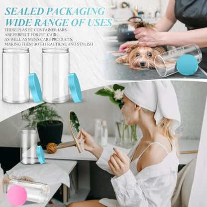 12 Pack 32 oz Plastic Container Jars with Lids Round Clear Travel Cosmetic Container Slime Jars for Toiletries (12 Count)