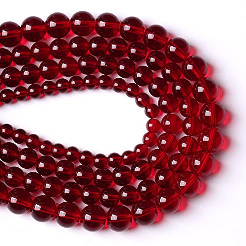 Smooth Garnet Red Glass Crystal Round Loose BeadsFor Jewelry Making DIY Bracelet Necklace Accessories 12mm 34pcs 15" Strand (16 Count)