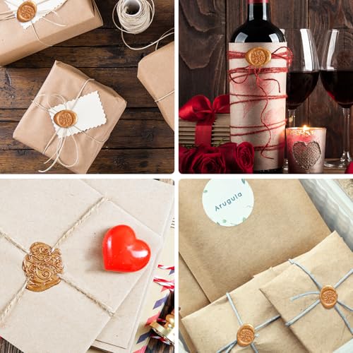 500 Pcs Dark Gold Octagon Wax Seal Beads Kit with 4 Pcs Tea Candles 1 Pc Melting Spoon for DIY Crafts Letters Wedding Wine Bottle Sealing (500 Count)